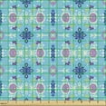 thumbnail image 2 of Bohemian Fabric by the Yard, Folk Mosaic Motifs Sunflower Branches Leaves Autumn Ethnic Continuous, Decorative Upholstery Fabric for Chairs & Home Accents, Fuchsia Sky Blue Yellow by Ambesonne, 2 of 5