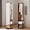 Walnut, variant on Clothes Rack with Full-Length Mirror, Swivel Full-Length Mirror & Rotating Mirrors with Storage, Floor Length Mirrors with Hanger and Open Shelves, Space Saver (White, 66"x14")