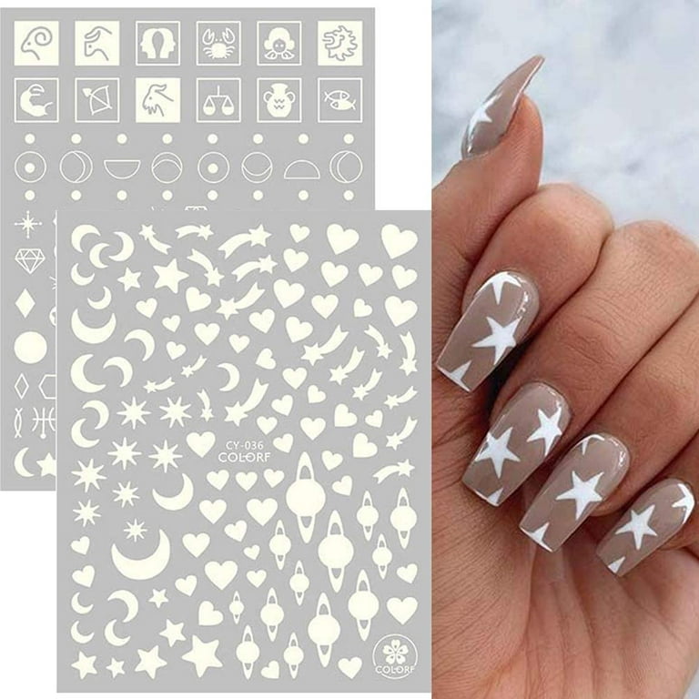 Airbrush Stencils Nail Stickers 3D Butterfly Flame Four Pointed Stars Heart  Nail Decals DIY Nail Art Supplies Nail Decorations
