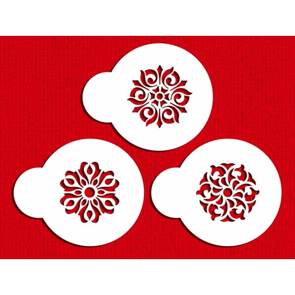 Designer Stencils C566 Three Gem Pendants Cake Stencils Set, Beige/semi-transparent