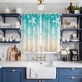 thumbnail image 2 of Teal Beige Ombre Coastal Kitchen Curtains Window Panels, Nautical Beach Starfish Coral Summer Insulated Window Treatment Curtain, Grommet Curtains for Bedroom/Living Room/Bathroom, 2 Piece 52"Wx84"L, 2 of 8