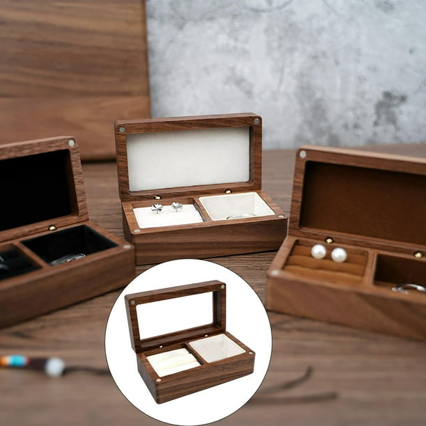 Joyero de madera de estilo retro Organizador Estuche de almacenamiento Collar Pendientes Titular Beige Hugo Joyero