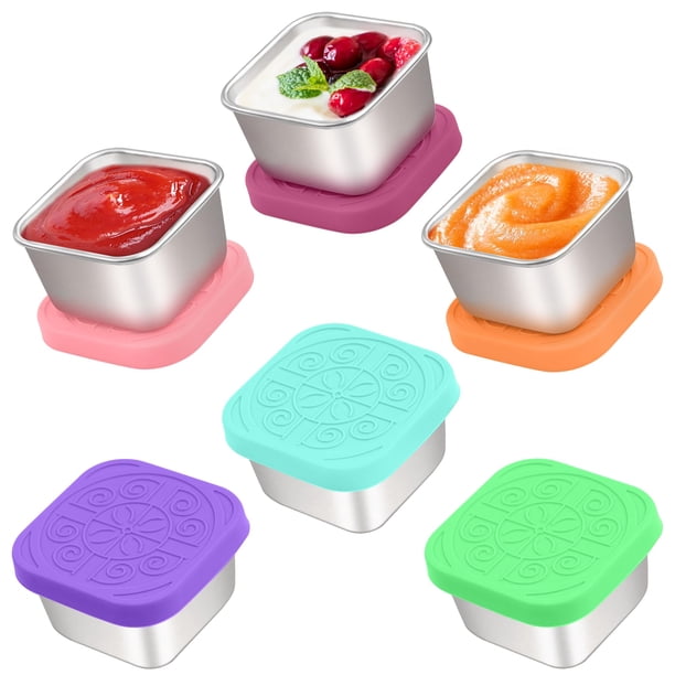 Recipiente para aderezo para ensaladas Qukaka, 80 ml x 6, inoxidable, a prueba de fugas