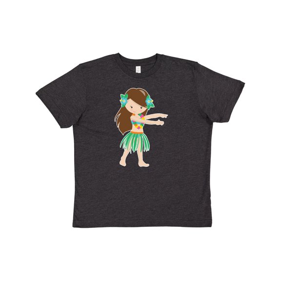 Inktastic Brown Haired Hula Girl Youth T-Shirt