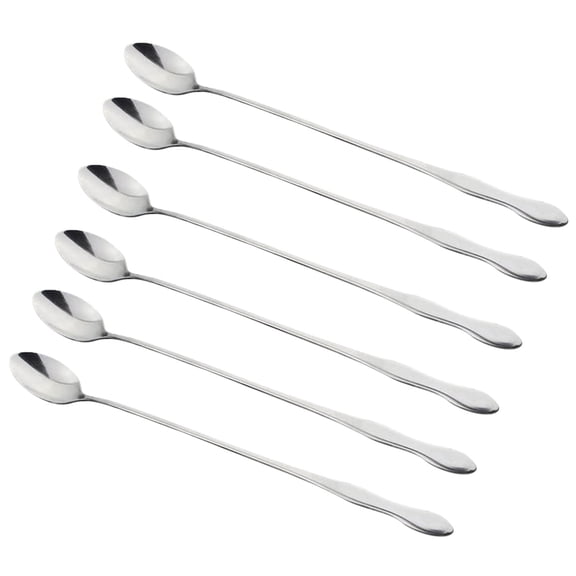 6Pcs 9.5-Inch Long Spoon for Stirring, Ice Cream, Coffee, Cocktail, Stainless Steel Long Handle Iced Tea Spoons,Silver