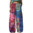 thumbnail image 2 of Mgmyaa Women's Vintage Boho Linen Pants Elastic Waist Casual Trousers with Pockets, Relaxed Fit Long Pants for Women, 2 of 5