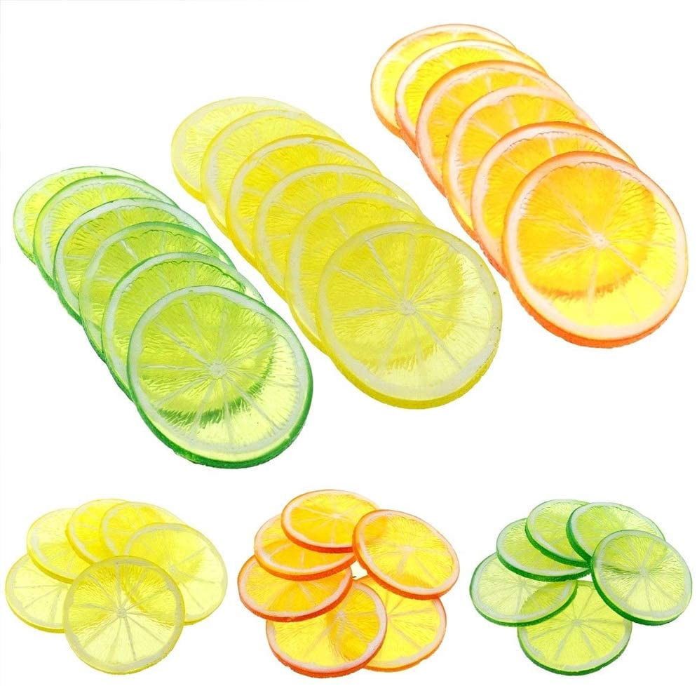 Limei 2 Pieces Artificial Plastic Lemon Slices Realistic Simulation ...
