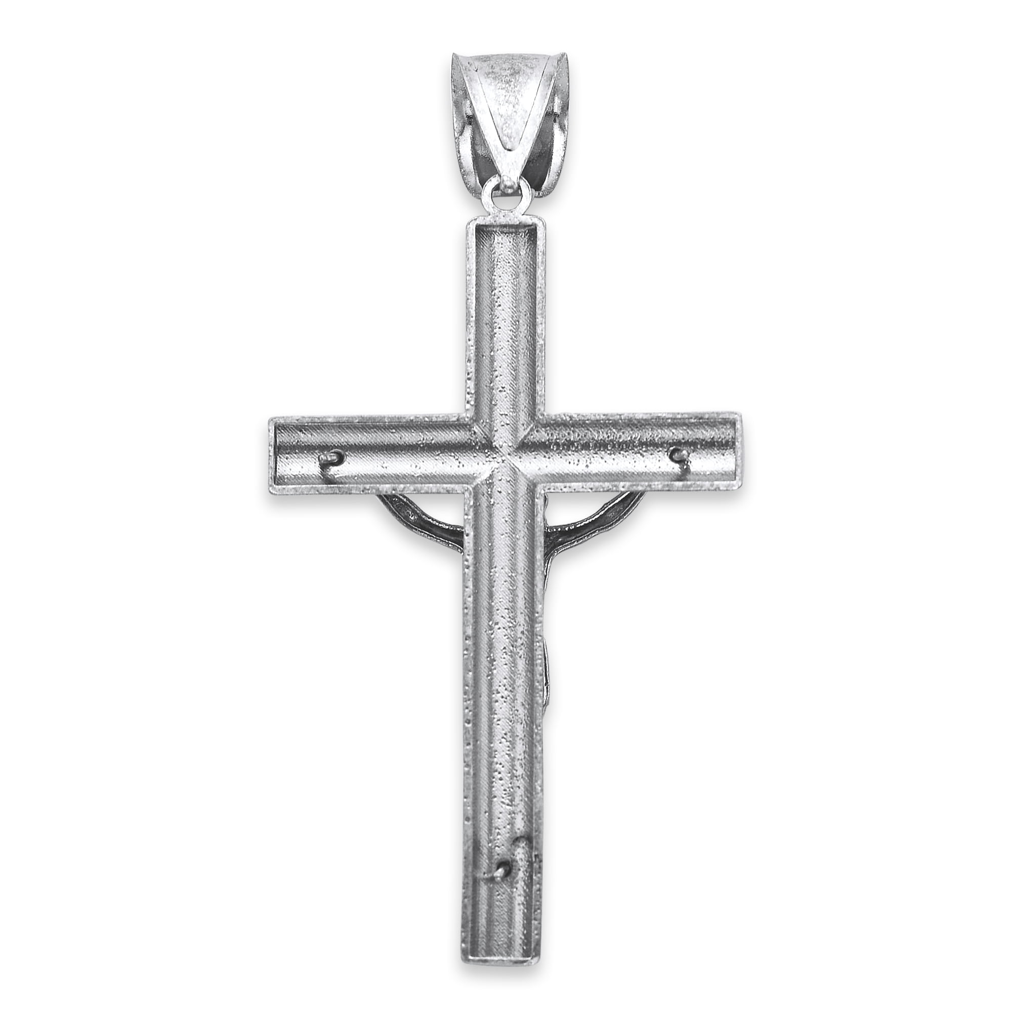 925 Sterling Silver Extra Large Diamond Cut Crucifix Pendant for