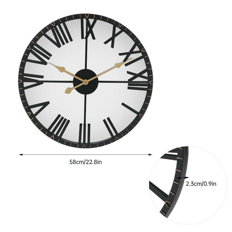 Oversized Vintage Black and White Wall Clock : Home