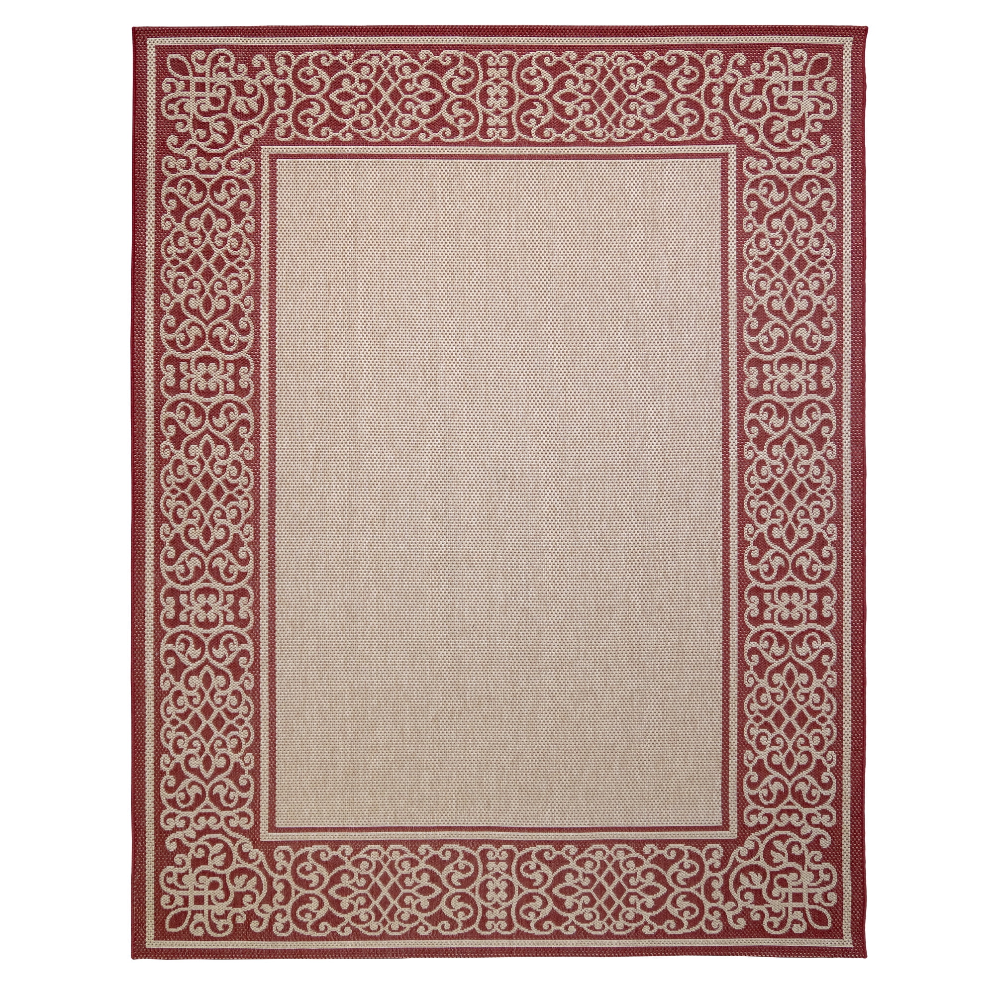 Gertmenian Paseo Tedo Transitional Damask Sand/Red Outdoor Area Rug, 9x13