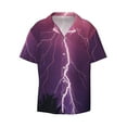 thumbnail image 3 of Cauagu Thunderstorm Violet Purple Men's Short Sleeve Button Down Hawaiian Shirt for Men Bowling Shirts Casual Summer Beach Shirt,Large, 3 of 6