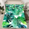 thumbnail image 2 of jejeloiu Tropical Monstera Leaf Twin Sheet Sets,Plam Plant Twin Fitted Sheet,Green White Flat Sheet For Adults,Breathable Home Decor,3pcs, 2 of 7