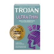 Trojan Condom Sensitivity Ultra Thin Spermicidal, 3 Count
