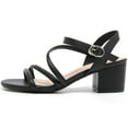 thumbnail image 2 of DADAWEN Women's Open Toe Sandals Chunky Heel Ankle Buckle Heeled Sandals Wedding Party Dress Shoes Black 7.5 US, 2 of 6