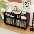 thumbnail image 4 of Record Player Stand with Charging Station USB Ports with Vinyl Storage Cabinet Holds Up to 350 Albums Modern Living Room Table, 4 of 8