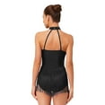 thumbnail image 2 of inlzdz Women's Shiny Sequin Jazz Latin Dance Leotard Tassel Hem Bodysuit Rumba Samba Dancing Outfit Black S, 2 of 5