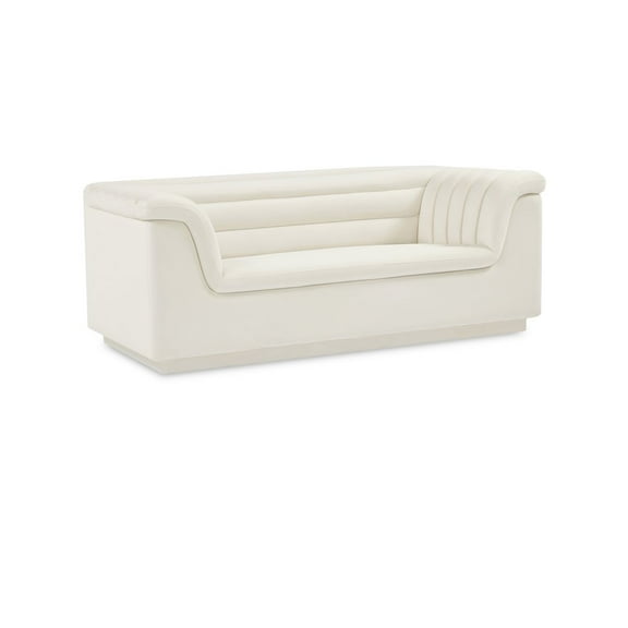 Meridian Furniture Cascade Cream Velvet Fabric Loveseat