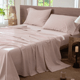 thumbnail image 5 of MooMee Flat Sheet Only 100% Washed Cotton Linen Like Textured Breathable Lightweight (Greyish Pink, Queen 90" x 102"), 5 of 5