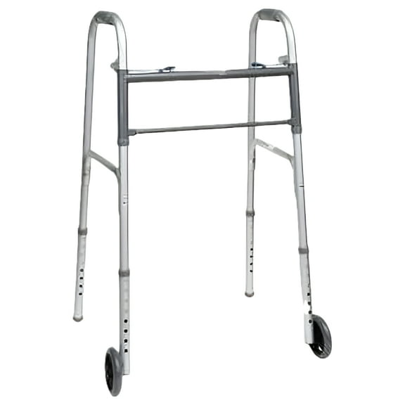 ProBasics Steel Adult Walker 2 Button w/ wheels, 350 lb Weight Capacity