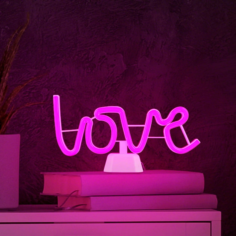 Pink Neon Love LED Desk Sign