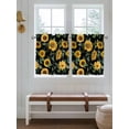 thumbnail image 2 of Sunflower Watercolor 2 Panel Kitchen Curtains for Small Windows, Spring Botanical Garden Flowers Bathroom Tier Curtain, Short Window Treatment for Bedroom/Living Room 55"x36", 2 of 6