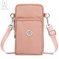 thumbnail image 2 of Gustave Nylon Crossbody Cell Phone Bag for Women, Mini Shoulder Handbag Wallet Card Hold Purse Adjustable Armband Phone Bag for iPhone 12 11 Pro Max XR XS X Galaxy Huawei, Pink, 2 of 11