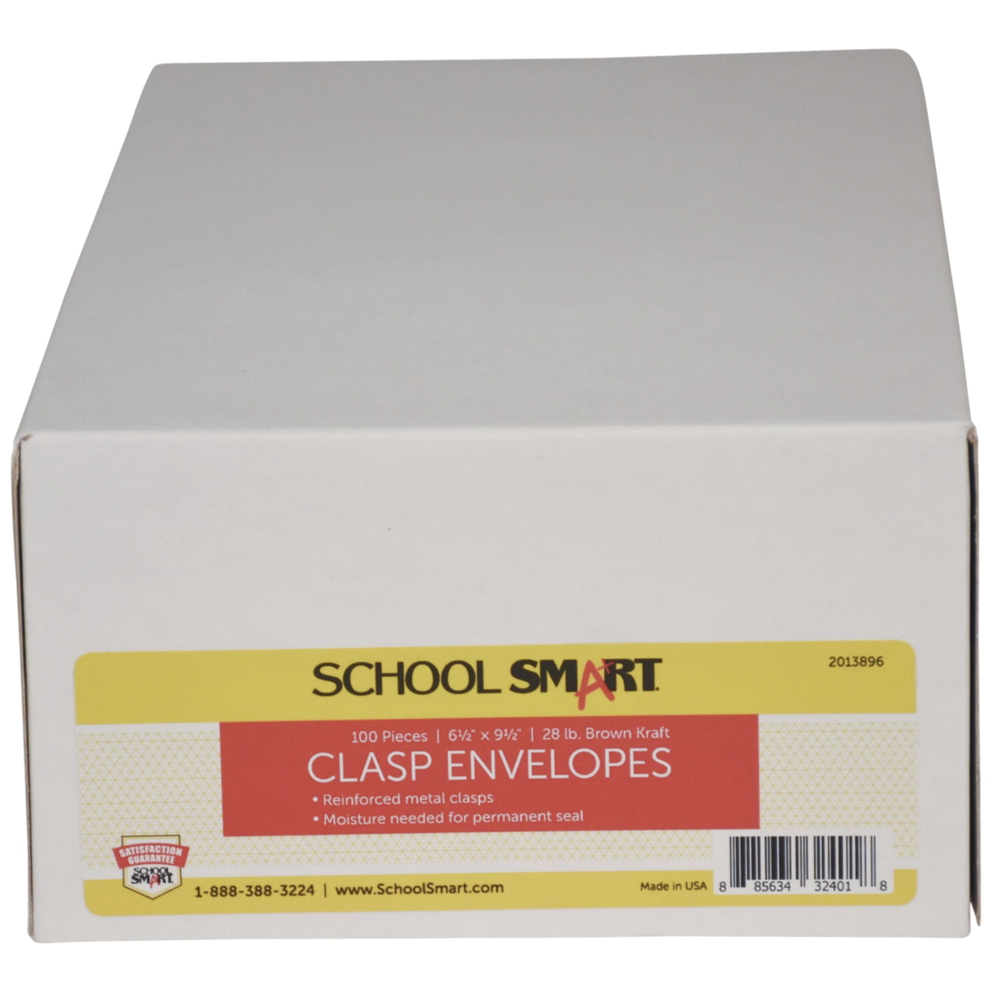 School Smart 2013896 6.5 x 9.5 in. Kraft Envelope with Clasp, Kraft Brown - Pack of 100