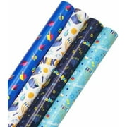 Happy Hanukkah Gift-Wrap Chanukah 17.5 Inches X 180 Inches .15 Feet Each Roll 4 Roll Variety Pack