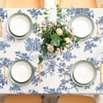 thumbnail image 5 of Blue Floral Tablecloth 60 x 102 Inch Vintage Chinoiserie Flower Fabric Table Cover for Spring Picnic Home Kitchen Dining Table, 5 of 7