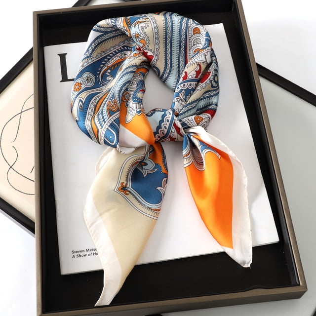 Bufanda cuadrada de seda 2023 de marca de lujo para mujer, banda para el pelo de gato para el cuello, Hijab de playa, Bandana para la cabeza, Foulard femenino de 70cm
