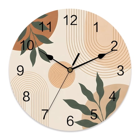 Wall Clock Bohemian Mid Century Clocks PVC Silent Non Ticking Battery Operated Boho Geometric Lines