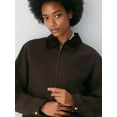thumbnail image 5 of Cropped Jacket Women Long Sleeve Lapel Neck Zip Up Jackets for Women Brown L, 5 of 9