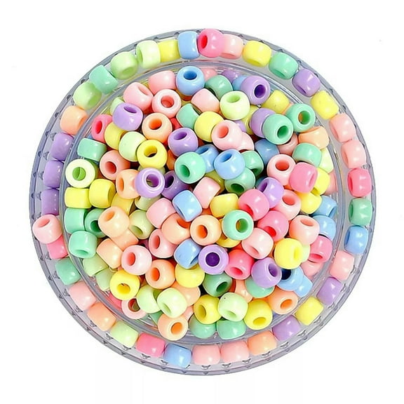U8MO 200 Mixed Pastel Color Acrylic Barrel Pony Beads 9X6mm for Kids Craft Kandi
