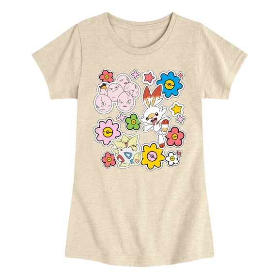 Pokémon - Spring Stickers - Youth Girls Fitted Short Sleeve T-Shirt