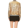 thumbnail image 2 of Fashion Womens Sequin Jacket Long Sleeve Front Zip with Ribbed Cuffs Outerwear Tops, 2 of 6
