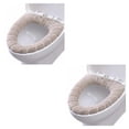 thumbnail image 4 of Cateissary 2020 nueva cómoda cubierta de asiento de inodoro de terciopelo Coral para baño, cubierta de inodoro de invierno, alfombrilla lavable beige 2piezas, 4 of 6