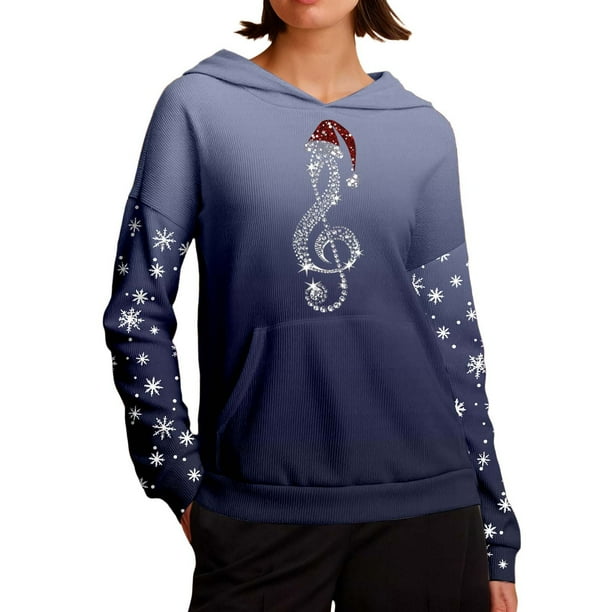 WILLBEST Sudadera con Capucha Cozy Style de Manga Larga, Estilo Casual y Cómoda, Ideal para Estar En Casa Durante Las Fiestas Diseño Estampado Mediana