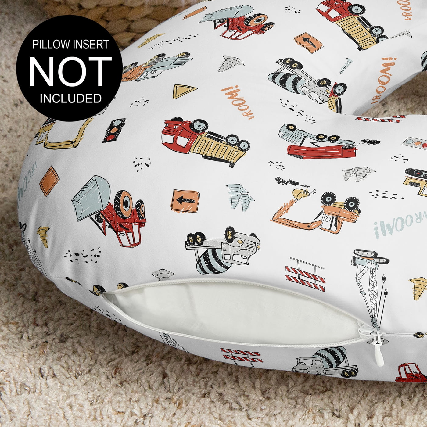 Sweet Jojo Designs Construction Truck Red Blue and Grey Nursing Pillow Cover Case (Pillow Not Included) (Pillow NOT Included)