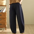 thumbnail image 6 of Kvture Women Cotton Baggy Palazzo Harem Pants High Elastic Waist Beach Yoga Trousers Casual Lounge Pants with Pockets Black L, 6 of 9