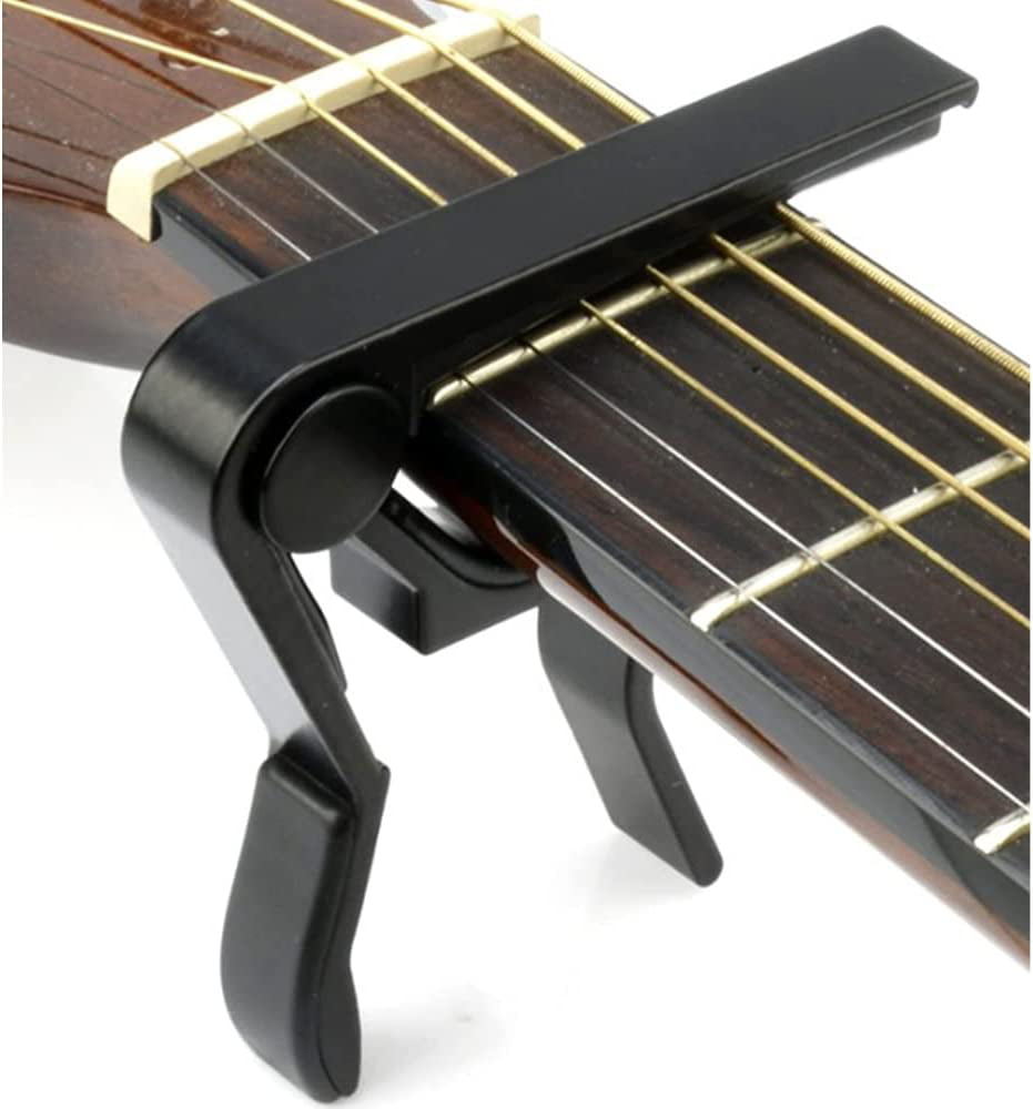 Guitar Capo,Acoustic Guitar, Electric Guitar Capo- Banjo and,for  Acoustic,Ukulele, Mandolin, Bass, Picks Black Single Handed Capo :  : Musical Instruments, Stage & Studio