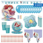 The Little Mermaid Birthday Party Supplies - Tableware, Decoration and Balloon Kit for 16 Guests