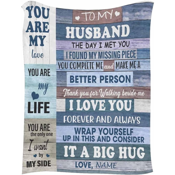 LHSHID Custom Lover Name Message Text Blanket to My Husband from Wife You are The Only One I Want by My Side Personalized Soft Warm Bed Blanket