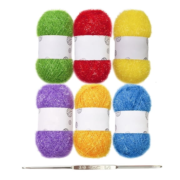WINDLAND Polyester Scrubby Yarn with Hook Knitting Yarn Crocheting Yarn Handmade Yarn