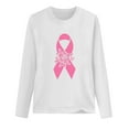 thumbnail image 3 of WREESH Women Casual Pink Ribbon Printed T-Shirts Breast Cancer Awareness Shirts Basic Long Sleeve Crewneck Pullover Fall Loose Fit Tops Comf Workout Blouses White E, 3 of 3