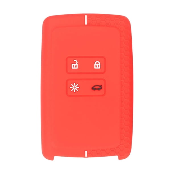 Funda para llave de coche, funda de silicona para llavero, protector único de 4 botones, regalo para coche Línea Blanca Roja