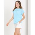 thumbnail image 3 of Allegra K Blusa Top Con Decoración De Volantes Cuello Redondo Fruncido Mangas Cortas Camisa Casual Para Mujeres Azul XS Unique Bargains Blusa, 3 of 6