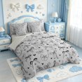 thumbnail image 2 of Manfei Coquette Bowknot 7pcs Queen Bedding,Cute Black Bow Bedding Comforter Set Queen,Light Gray Reversible, 2 of 7