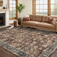 thumbnail image 3 of Haperlare 9'x12' Vintage Floral Area Rug Soft Oriental Carpet, Washable Rug Non Slip TPR Backing Low Pile Rugs for Living Room Bedroom Home Office, Red, 3 of 7
