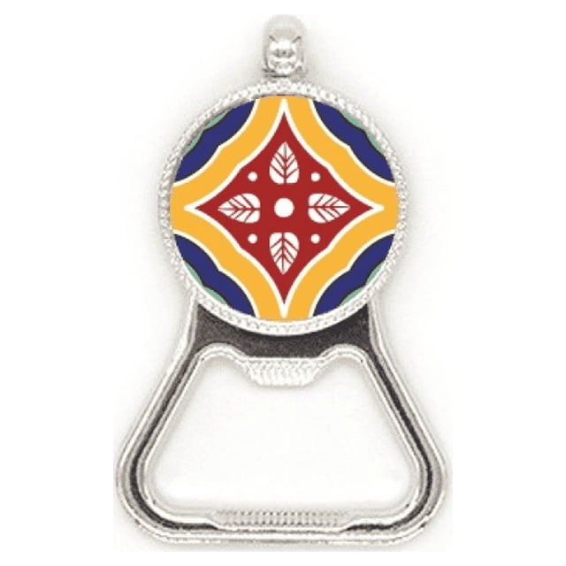 Talavera Style Decorative Pattern Metal Beer Bottle Cap Opener Duty Stainless Steel