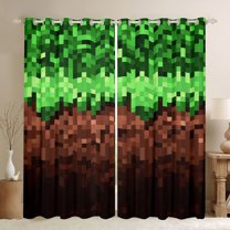 Castle Fairy Female Men Women Pixelated Blocks Miners Black Out Curtains,Video Game Gamepads Curtains Pack of 2 (42x63 Each),Geometric Plaid Patchwork Bedroom Curtains,Lightweight Room Decor